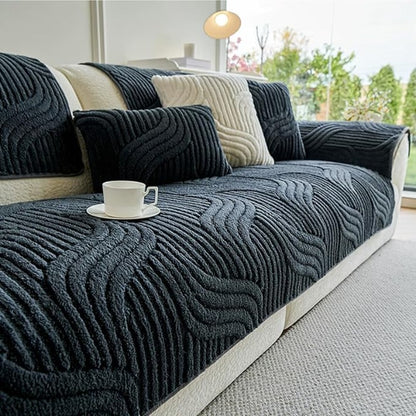 1pc Bohemian Style Soft Plush Sofa Cover, Pet-Friendly Non-Slip Couch Protector Covers, Machine Washable Polyester, All-Season Comfort for Living Room, Bedroom, Office Decor, Sectional Sofa Cover| Warm Home Decor| Machine Washable Furniture Protector Cove