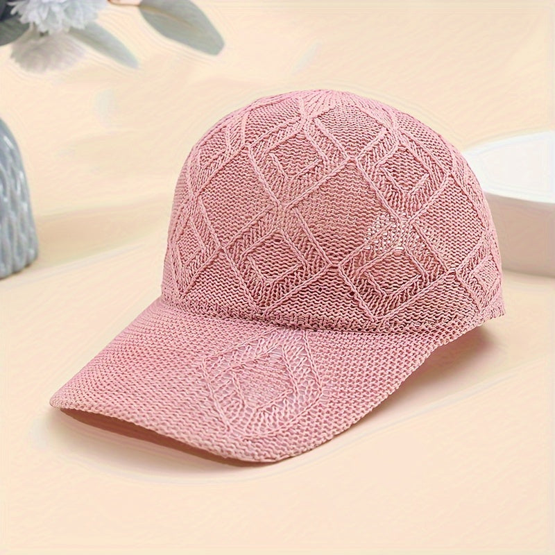 1pc Large Block Baseball Cap, Summer Unisex Versatile Hat, Hollow-Out Breathable Mesh Snapback Cap