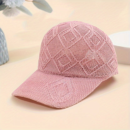 1pc Large Block Baseball Cap, Summer Unisex Versatile Hat, Hollow-Out Breathable Mesh Snapback Cap