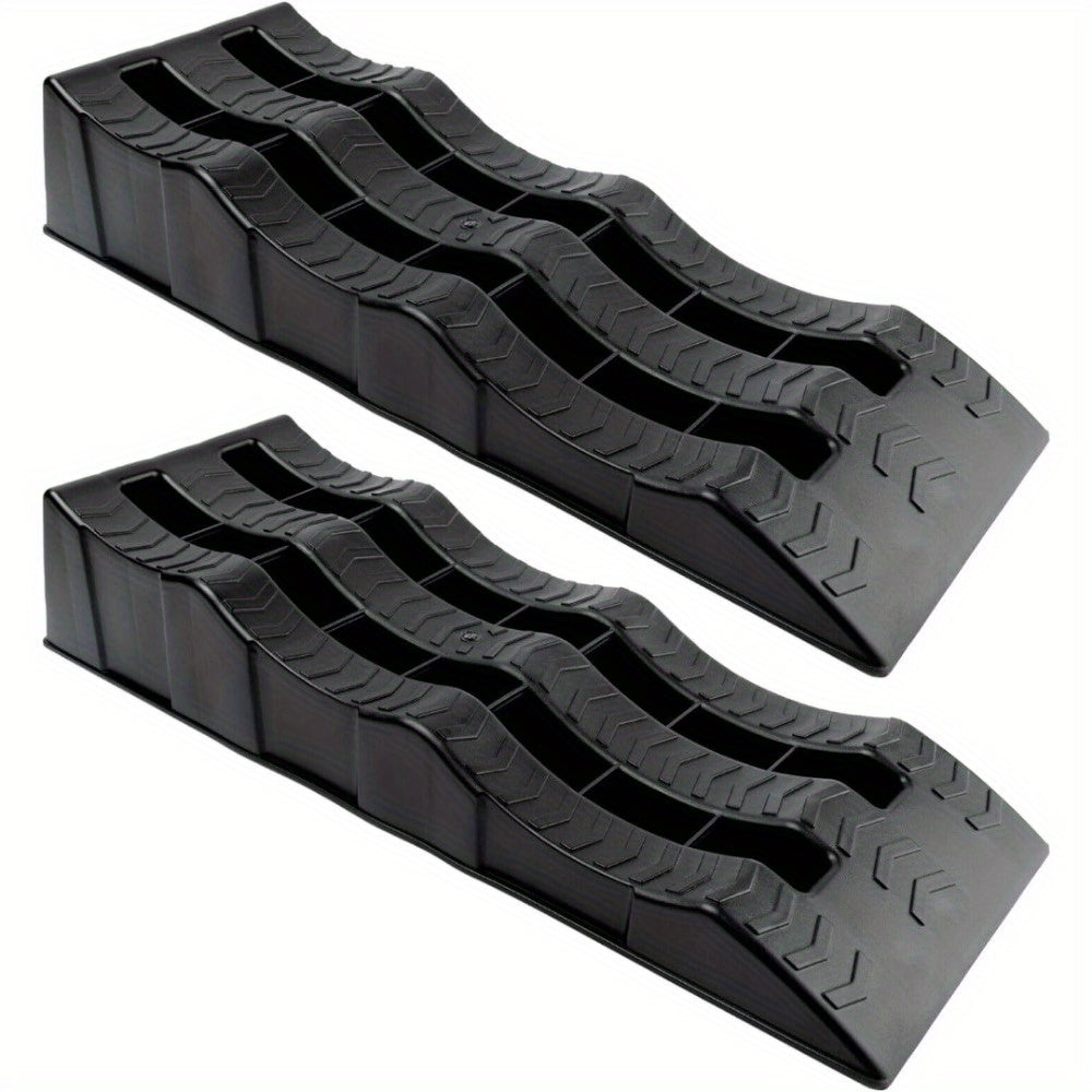 2pcs Car Ramps 4 Ton Plastic Kerb Ramps Wavy Ramp Car Ramps Heavy Duty 3 Step Car Lift Ramps Caravan Leveling Ramps for Home Garage Motorhome Leveling 61X21.5X12CM
