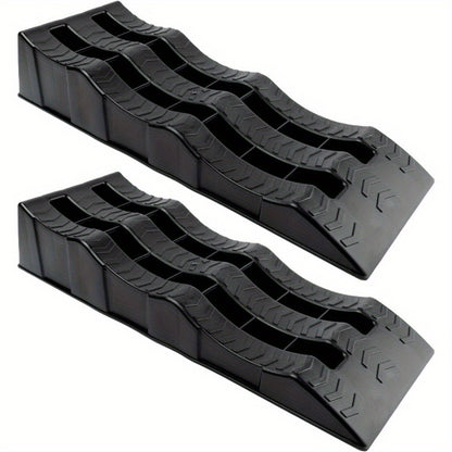 2pcs Car Ramps 4 Ton Plastic Kerb Ramps Wavy Ramp Car Ramps Heavy Duty 3 Step Car Lift Ramps Caravan Leveling Ramps for Home Garage Motorhome Leveling 61X21.5X12CM