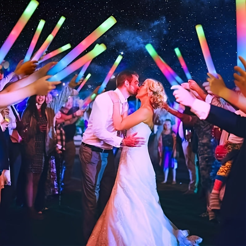 50pcs LED Foam Glow Sticks Wholesale - Party Set, Three-Color Flashing, Suitable for Weddings, Sports Events, Concerts, Camping, and Nighttime Glow Celebrations, the Best Supply Set for Party Activities