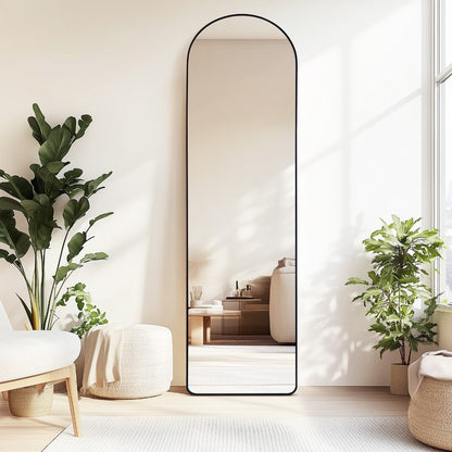 Full-Length Arched Mirror 150x40 cm / 160x50 cm – Large Standing Floor Mirror with Sleek Aluminum Frame – Modern Full Body Mirror for Bedroom or Hallway