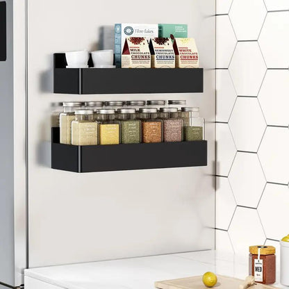 2-Pack Large Magnetic Plastic Storage Baskets, Suitable for Fridge, Microwave and Washing Machine - Multifunctional Kitchen Organizer with Spice Rack Holder on Refrigerator Side Panel Gap, Fridge Organizers And Containers, Fridge Storage, Fridge Accessori