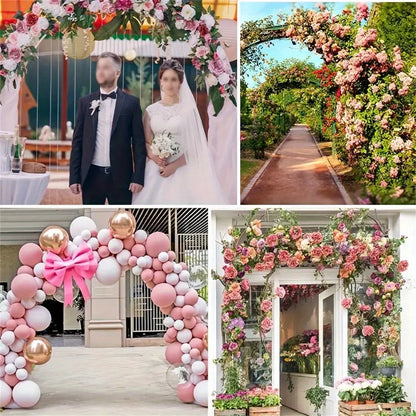 1pc Heavy Duty Steel Garden Arch Trellis with Sturdy Base & Adjustable Brackets - 240.03cm Outdoor Metal Arch for Climbing Plants, Roses, Vegetables, Balloons - Wedding, Party, Valentine's Day Decor, Outdoor Trellis for Climbing Plants, Vertical Gardening