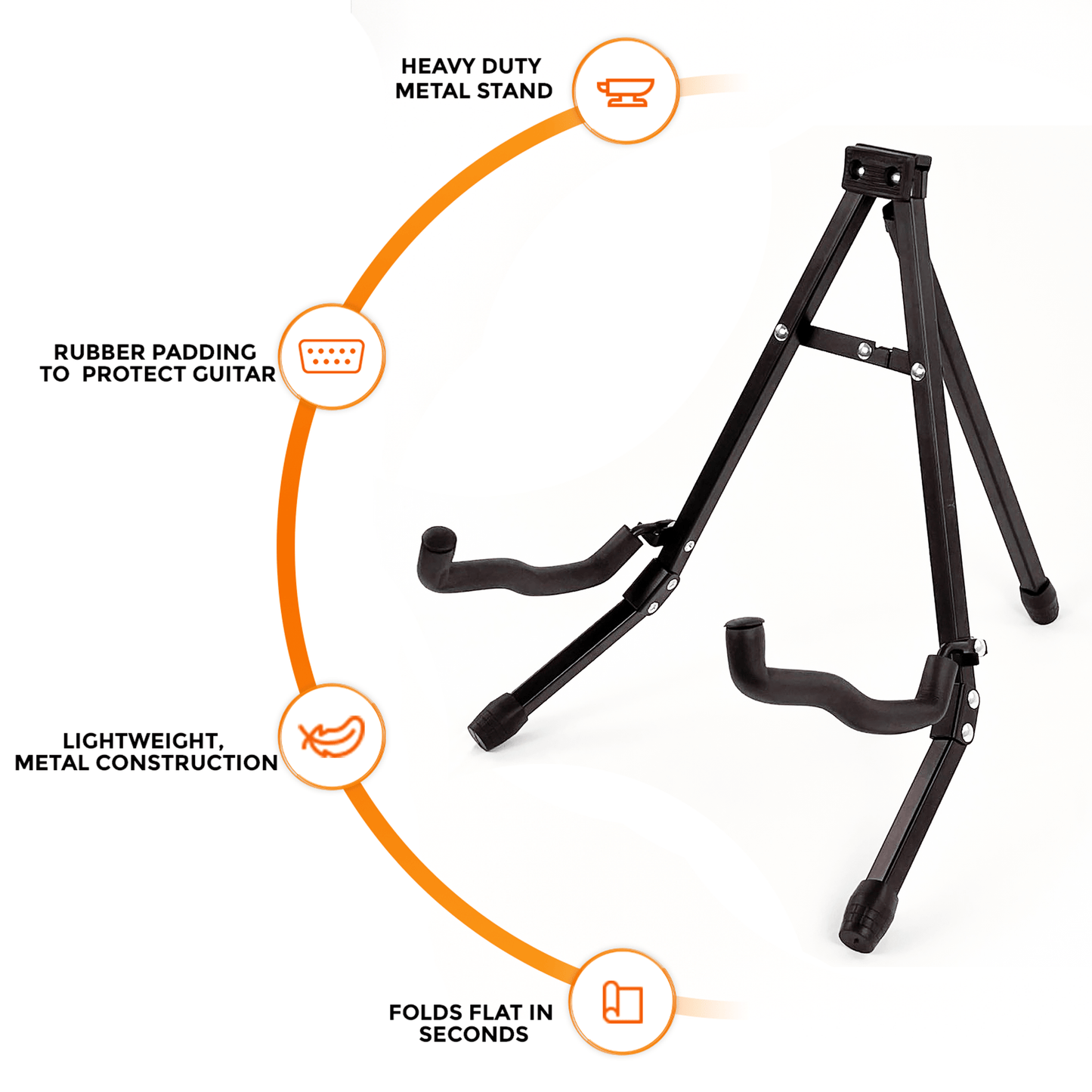 Portable And Durable Foldable Guitar Stand - Securely Holds Your Instrument And Saves Space Universal Fit with Foam Protection for All Guitar Types