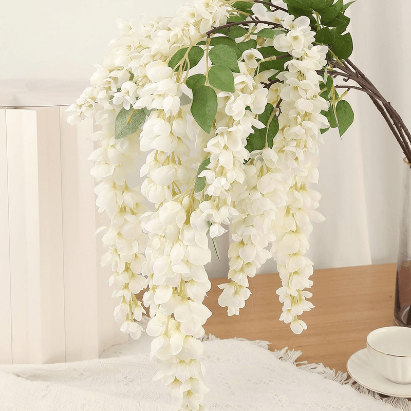 Set of 3 Faux Wisteria Hanging Flower Garlands for Decorating Homes, Gardens, Outdoor Events, Weddings, And Parties