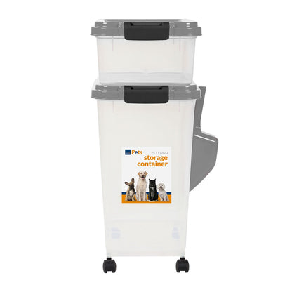 Taylor & Brown 3-Piece 50L Airtight Pet Food Storage Container Combo with Scoop and Treat Box for Dog Cat and Bird Food, Keep Pests Out, Translucent Body, Easy Mobility