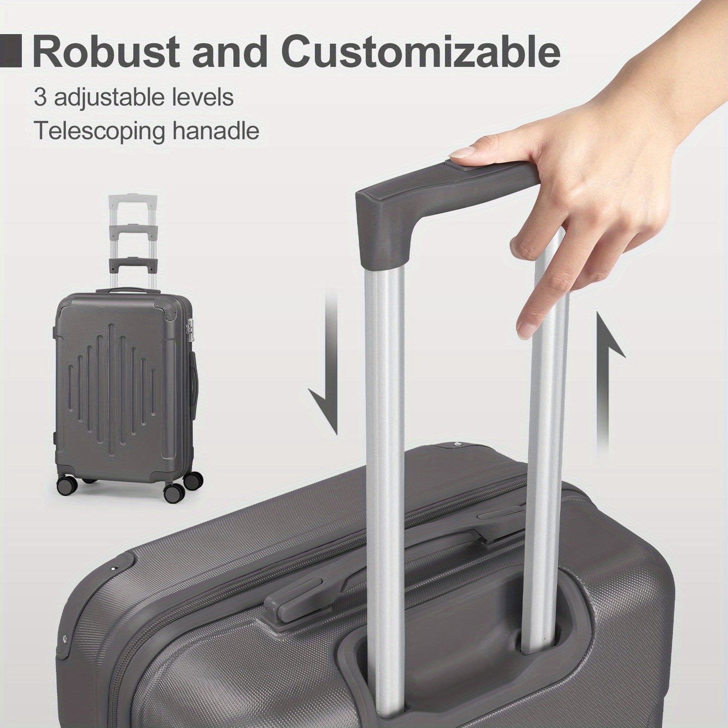 20/ 24/ 28 Inch Carry-On ABS Hard Shell Suitcase, 360° Spinner Wheels, TSA Lock, Lightweight Luggage for Travel
