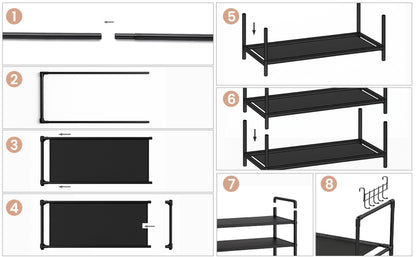 Shoe Rack 10 Tier Shoe Storage Organizer for 40 Pairs, Large Tall Shoes Slot with Hooks, Space Saving Shoe Shelf Holder for Closet Entryway Garage Bedroom