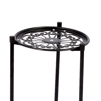 1PC Black Balcony Flowerpot Rack, 2-story Metal Plant Display Rack, Circular Storage Rack for Office and Living Room, Size 23*23*56cm