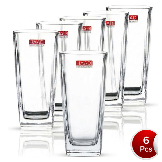 Set of 6 Drinking Glasses – 265ml Clear Glass Tumblers for Water, Juice & Beverages