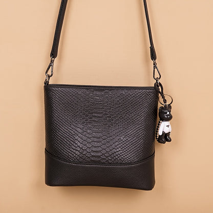 Genuine Genuine Leather Crossbody Bag for Women, Large Capacity Fashion Shoulder Purse with Detachable Strap
