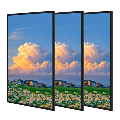 3 Pack Picture Frame 50Cm X 70Cm, 50X70 Picture Frame Black for Photo Gallery - Slide-In Strips, Horizontal Or Vertical Wall