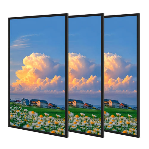 3 Pack Picture Frame 50Cm X 70Cm, 50X70 Picture Frame Black for Photo Gallery - Slide-In Strips, Horizontal Or Vertical Wall
