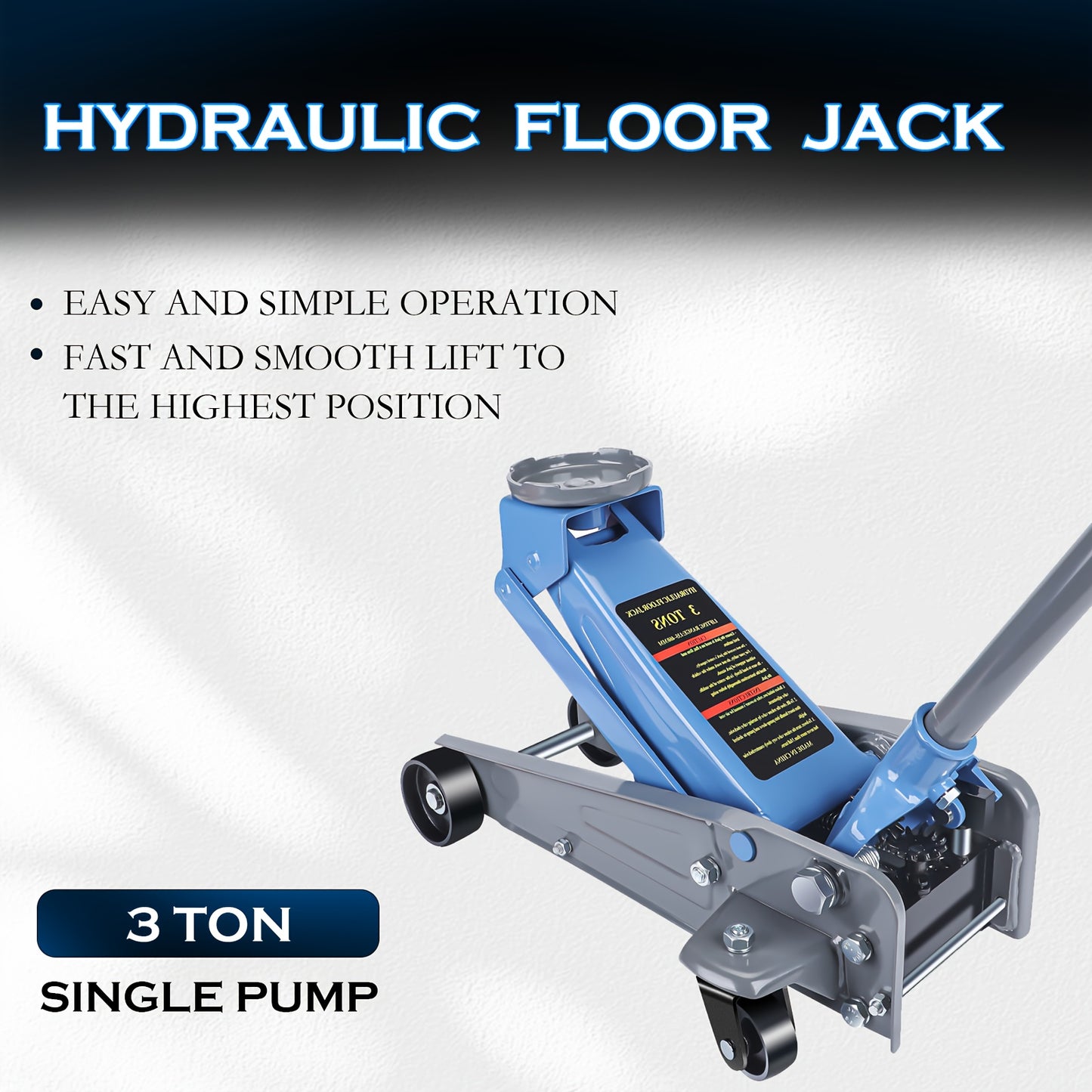 3T Professional Hydraulic Jack, Floor Jack, 134-460Mm/80-465Mm/73-500Mm Lifting Height, 360° Swivel Wheels, Ergonomic Handle for Cars & Suvs, for Car Repair