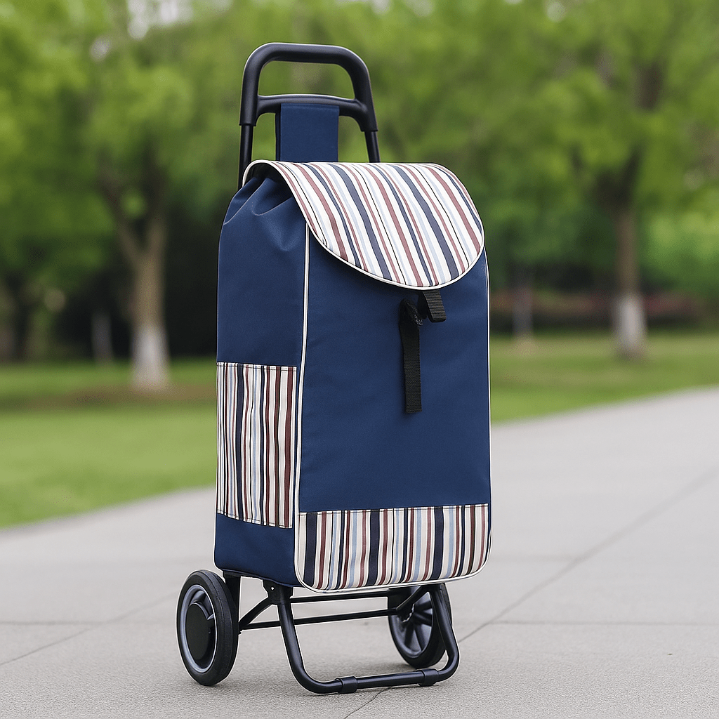 Shopping Trolley Replacement Bag Blue – Foldable Lightweight Bag with Sturdy Handles & Side Pockets for Grocery Shopping, Supermarket, Travel & Errands, 33x20x57cm (Bag Only)