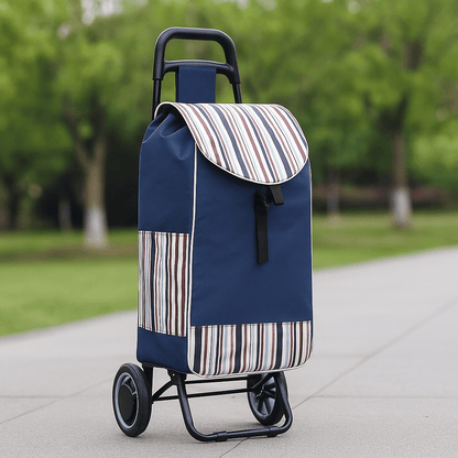 Shopping Trolley Replacement Bag Blue – Foldable Lightweight Bag with Sturdy Handles & Side Pockets for Grocery Shopping, Supermarket, Travel & Errands, 33x20x57cm (Bag Only)