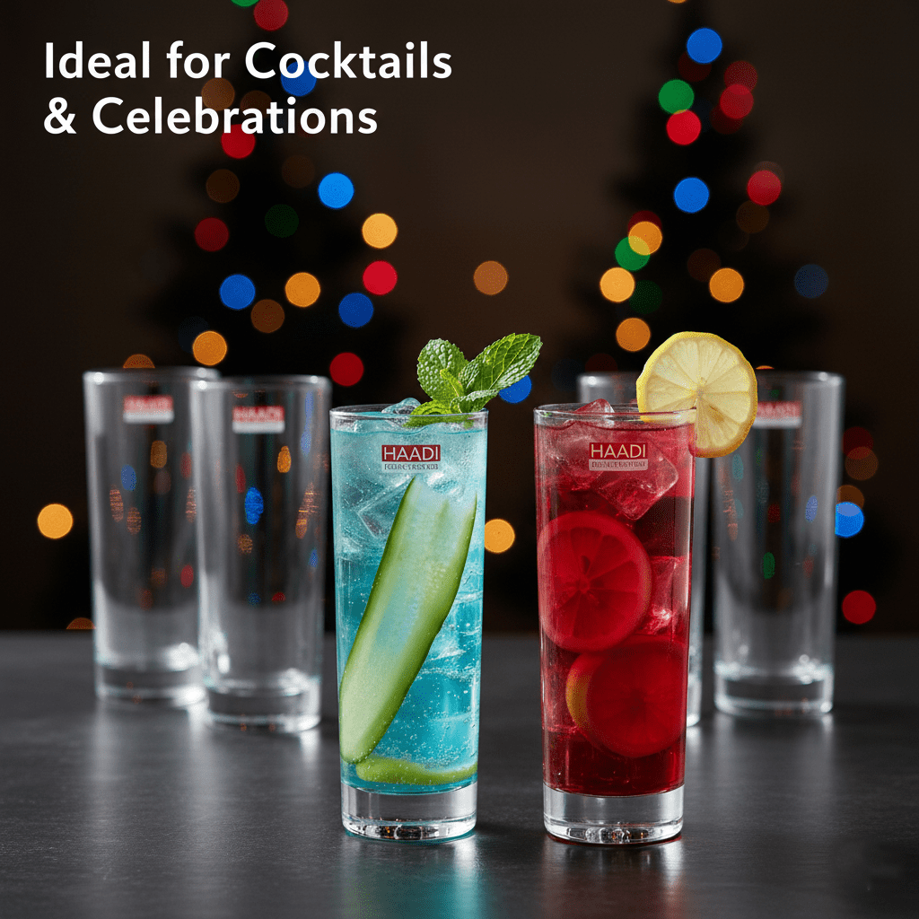 Drinking Glasses 6 Pcs 270ml, Clear Glass Cups Set for Water, Juice, Soft Drinks, Kitchen Use