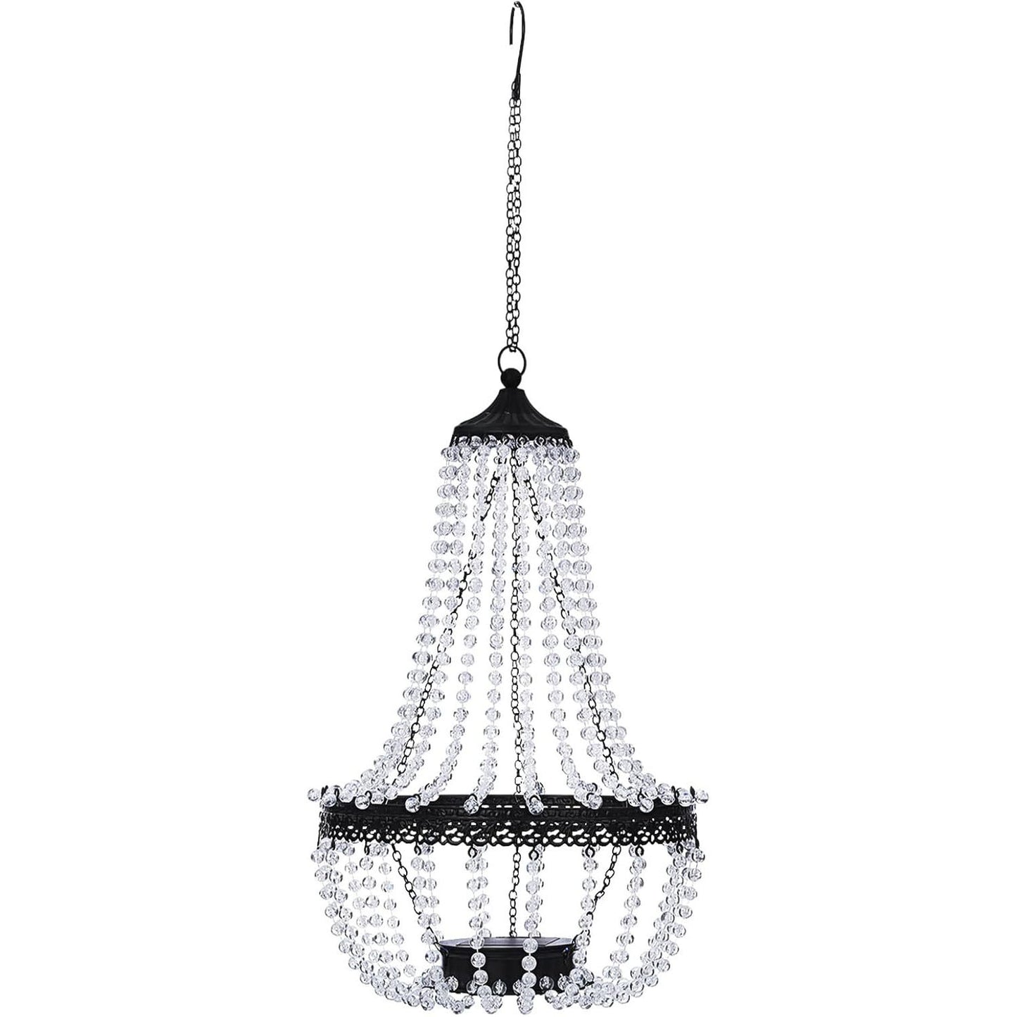 Taylor & Brown 28" Tall Hanging Solar Powered Acrylic Crystal Chandelier Light Lantern Modern Outdoor Garden Meadow with 30 Cool White LED Lights for Yard, Patio and Gazebo Decorations