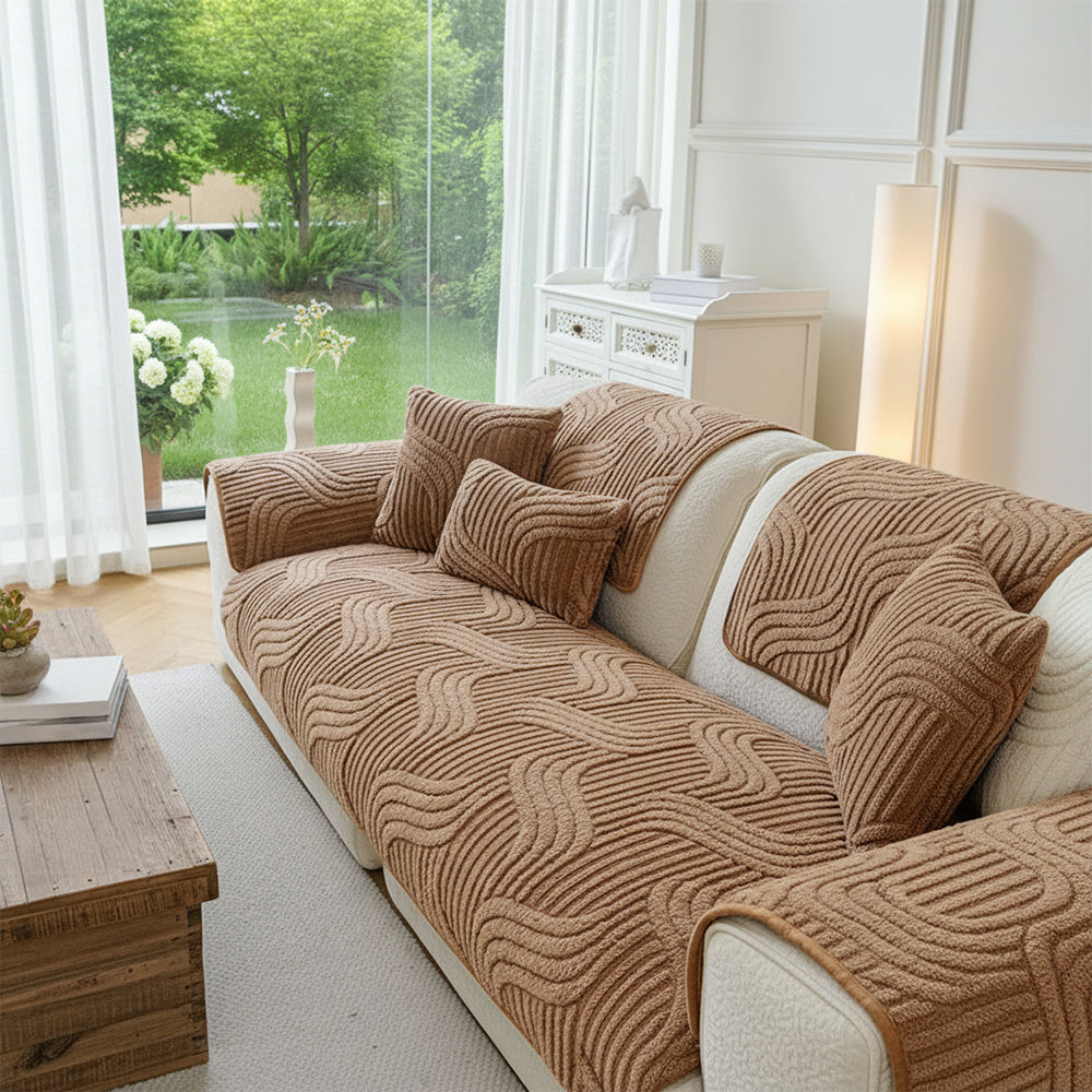 Bohemian Plush Sofa Cover – Modular Seat, Armrest & Cushion Options
