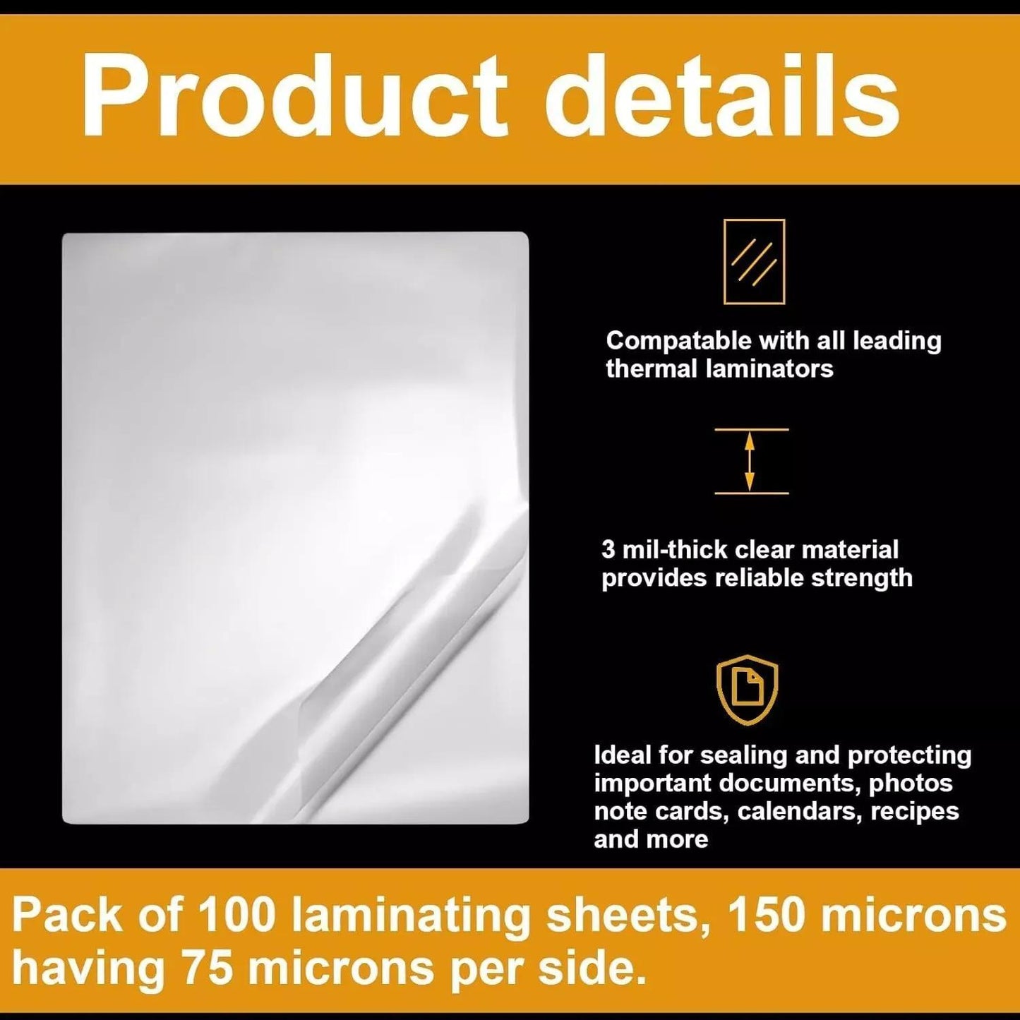 ATEK A4 Laminator Pouches 100 Pack – 100 Micron Laminating Sheets a4 Glossy Finish, Crystal Clear, Full Protection, Waterproof a4 laminator - Laminate Pouches a4 Ideal for Home Office Photos and Notes