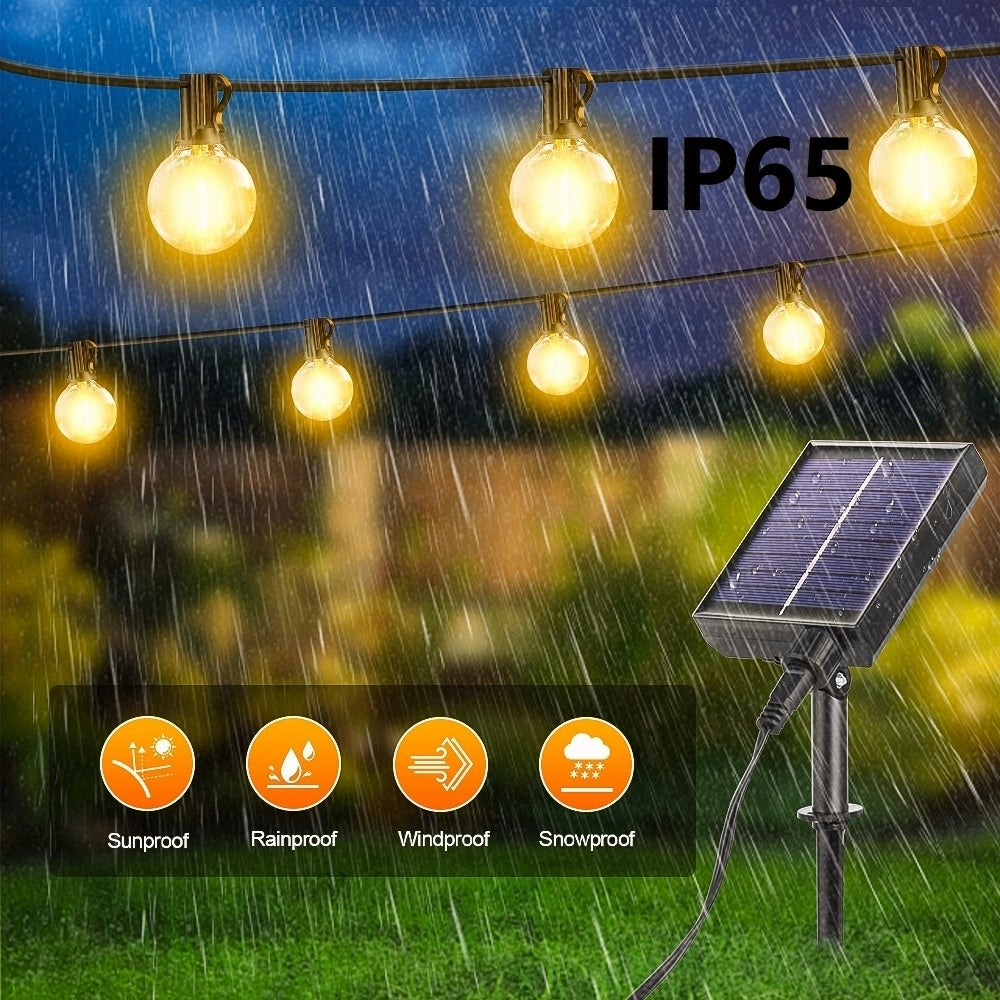 15.25m/20.13m/30.49m G40 Solar Light String, Ip44 Waterproof Outdoor Solar Light Chain/Crystal Fairy Light, With Remote Control And Adjustable Brightness, Ideal For Decorative Lighting In Gardens, Terraces, Balconies, Barbecues, Parties, And Corridors