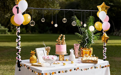BREEZENEST Adjustable Metal Table Arch Stand for Party, Wedding & Christmas Decoration - Sturdy Black Iron Backdrop Frame for Balloons, Garland, Flowers & Event Display, Detachable Design, 240×120cm