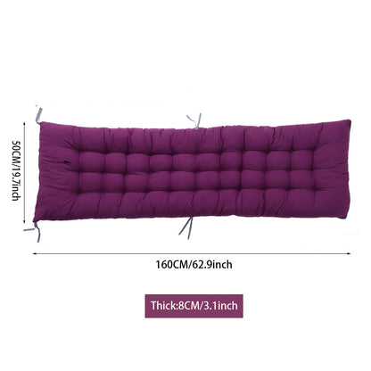 1PC Thickened Patio Chair Cushion, Purple, Single Piece Only, 160×50×8cm, Thick Style, Garden Bench Seat, Sunbed Anti-Slip Pad, Suitable for 2-3 People, Porch Swing, Lawn, Courtyard