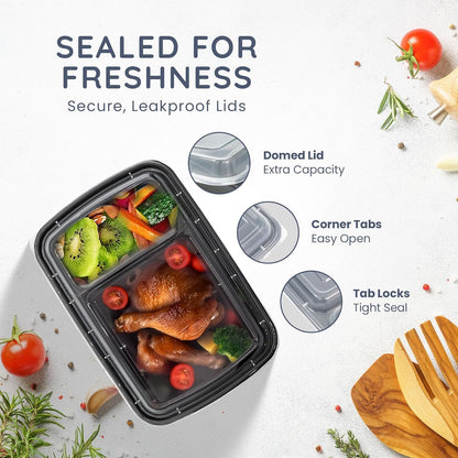 10/20pcs Meal Prep Containers with Lids, Reusable Food Storage Boxes, 1 & 2 Compartment Lunch Boxes, Stackable Plastic Takeaway Containers, Microwave Freezer Dishwasher Safe, Bento Lunch Box Set