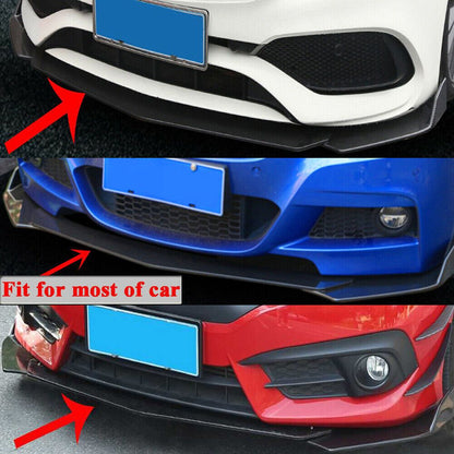 Universal Gloss Black Front Bumper Protector Lip Body Spoiler Chin Splitter Kit