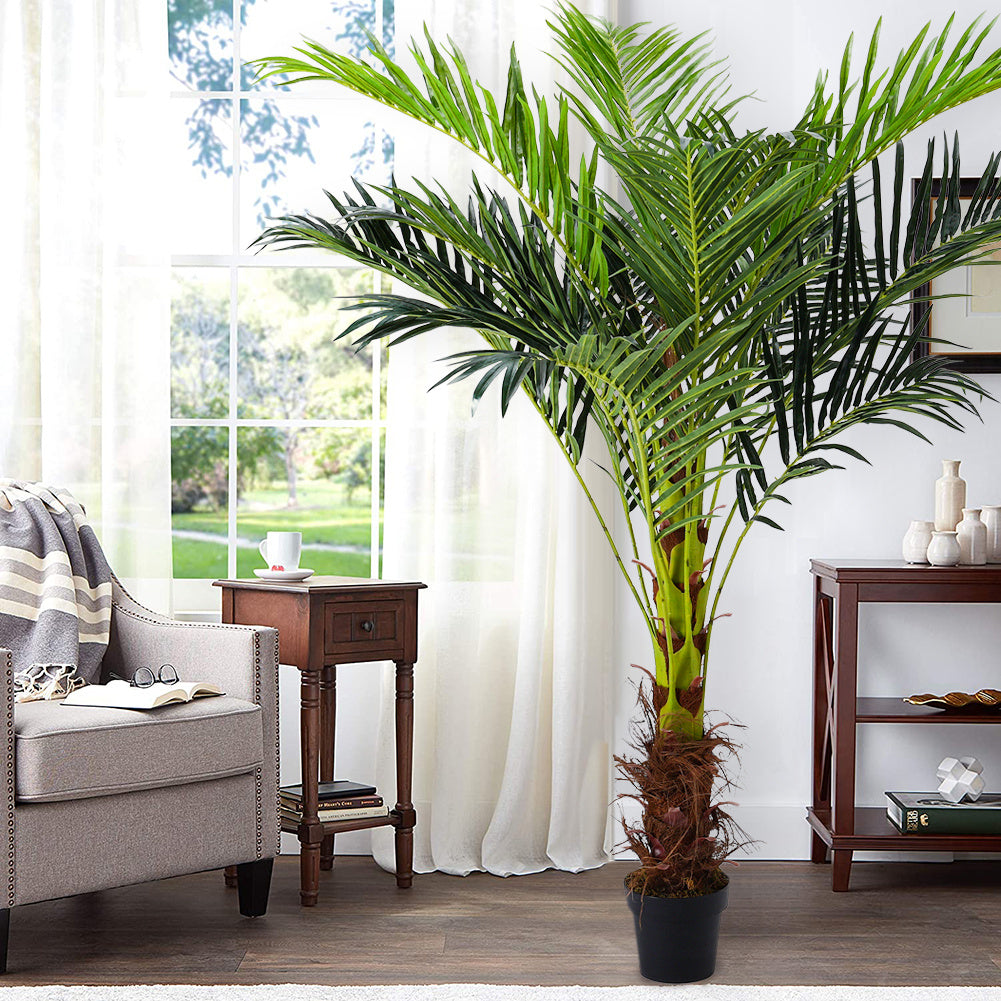 Large 180cm Artificial Plants Areca Palm Fake Tropical Tree Faux Plants for Indoors and Outdoors Artificial Foliage and Plastic Pot for Party Office Home House Decorations
