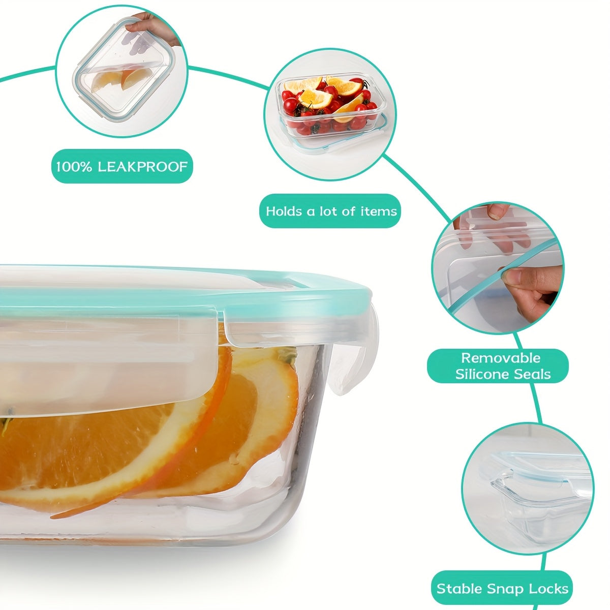 16pcs Glass Food Storage Containers with Sealed Lids, Food Storage Containers And Fresh-Keeping Boxes, Reusable, for Kitchen Food Storage, Outdoor Camping Food Storage, Christmas, Mother'S Day (8 Glass Bowls 8 Lids)