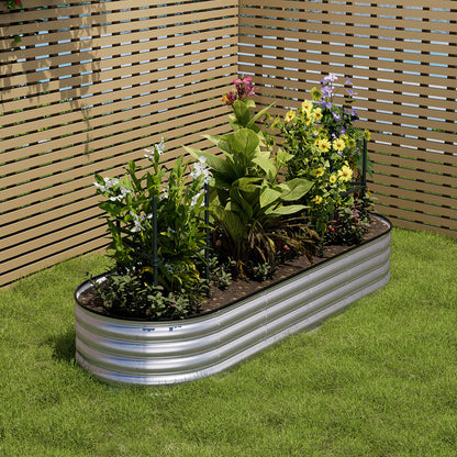 Extra Large Raised Beds for Garden, Oval Planter Box with Plant Climbing Frame, Outdoor Raised Planters for Vegetables, Flowers & Herbs, Bottomless Metal Garden Bed