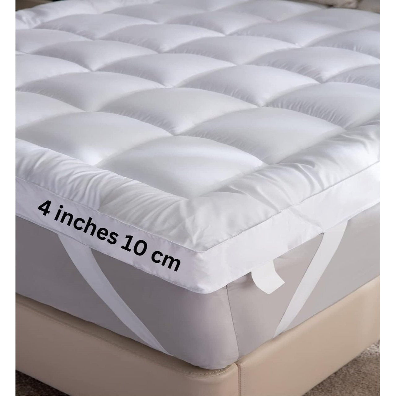 4As Mattress Topper 4 Inch/10cm 1100 GSM Heavy Fill Super Soft and Fluffy Hand Filled Single Double King Super King Box Stitched