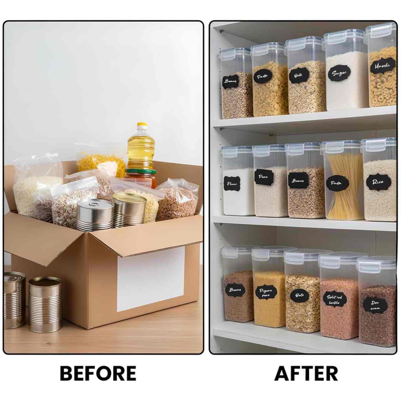 AEX Airtight Food Storage Containers with Lid Kitchen Storage Boxes for Dry Food Pantry Organisation Stackable Design Multiple Size Options (Set of 4/5/10/20/30)