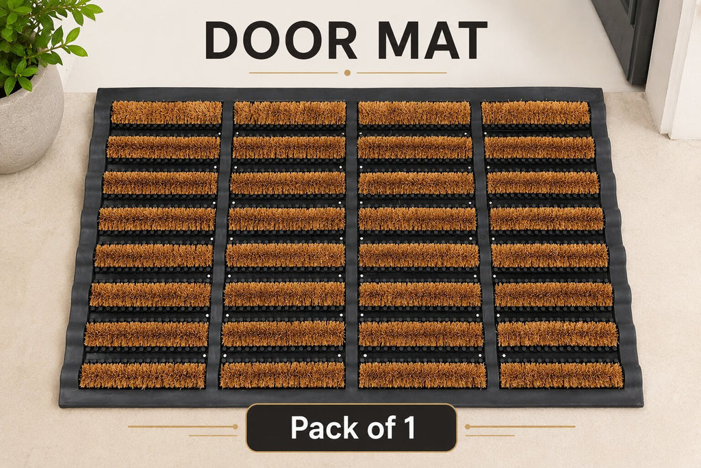 Coir Door Mat Non-Slip Rubber Backed Super Absorbent – Machine Washable Outdoor Doormat for Rain Mud & Dirt, Front Door Porch Patio Entrance, Pack of 1 or 2, UK Stock