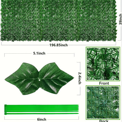 Artificial Ivy Privacy Fence Screen Panel 5m Extra Long Balcony Garden Wall Trellis Faux Hedge Leaf Outdoor Home Decor Green