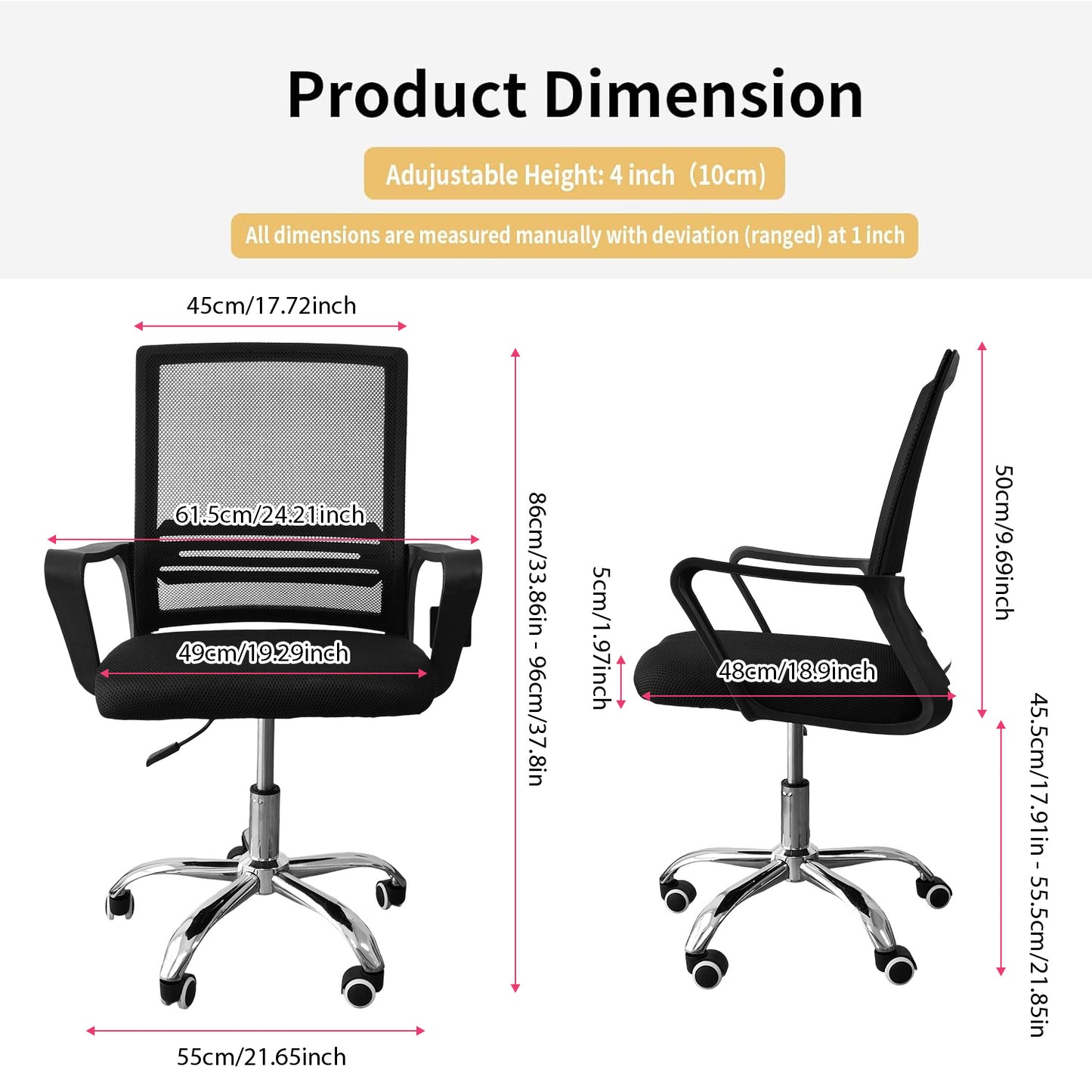 Ultimate Comfort Mesh Office Chair - Swivel Home Desk Chair with Lumbar Support & Adjustable Height for Long Hours Working