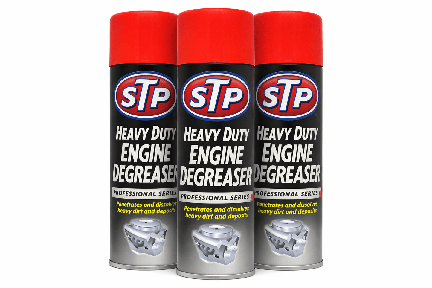 STP Heavy Duty Engine Degreaser Spray 500ml 3 Pack – Car Engine Cleaner Removes Dirt & Grease – Fast Acting Formula