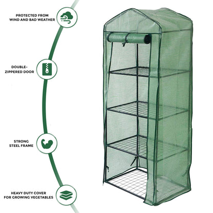 4 Tier Greenhouse, Small Plant Greenhouses,With Transparent Plastic PVC Cover, Indoor outdoor tent garden greenhouse