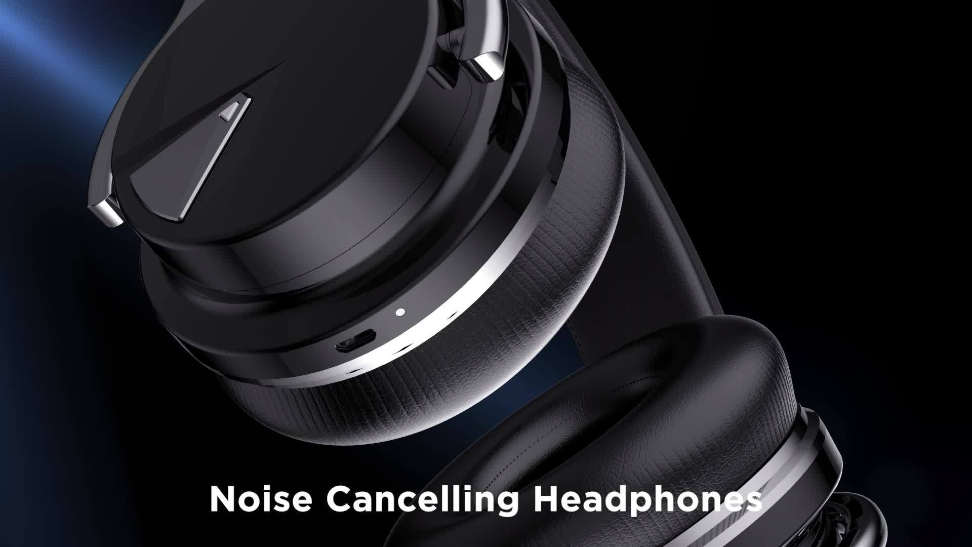 E7 Over-Ear ANC Wireless Headphones - Black