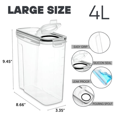 Taylor & Brown Cereal Storage Containers | Set of 4 | Practical Plastic Food Dispenser | Food Grade and BPA Free | Durable and Easy to Use | Ideal for Cornflakes, Flour Storage