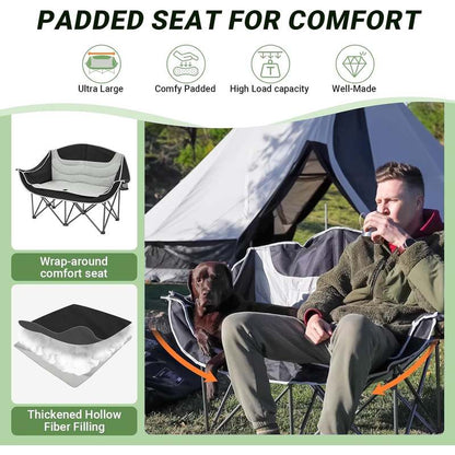 Double Camping Chair with High Back – Foldable & Comfy for Outdoors