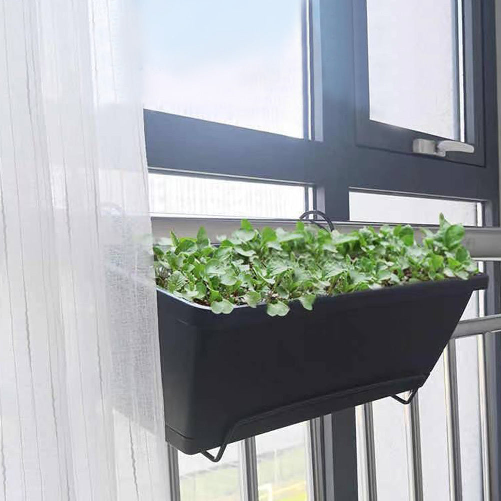 5pcs Balcony Vegetable Basin, Long Strip Horon Basin, Outdoor Creative Plastic Vegetable Planting Box, Available in White, Gray, Dark Green And Brick Red. Available Sizes: L42.5*W17*H14Cm/L49.5*W19*H*14Cm
