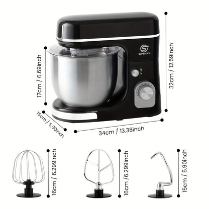 SUPERLEX 3-in-1 Stand Mixer 5L with 8 Speeds, Kitchen Machine with Pulse with Dough Hook, Whisk, Eggbeater Attachment for Baking Cake Bread 1300W