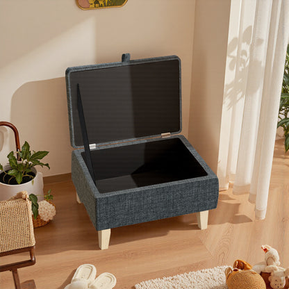 Linen Padded Storage Stool Ottoman Storage Box Footstool Living Room Bedroom Hallway Shoe Stool Footrest
