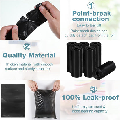Dog Poop Bags 1200 Bags 60 Rolls with Dispenser – Leak-Proof Thickened Pet Waste Bags, Easy-Open, Black, 30x22cm