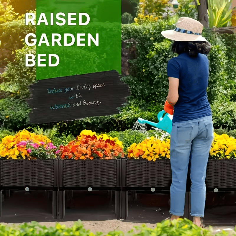 Self-Watering Elevated Raised Garden Bed with Legs - Heavy-Duty PP Plastic Planter Box, Modern Raised Bed for Vegetables, Herbs & Flowers, Lightweight Assembly Outdoor Planter Suitable for Balcony,, Deck