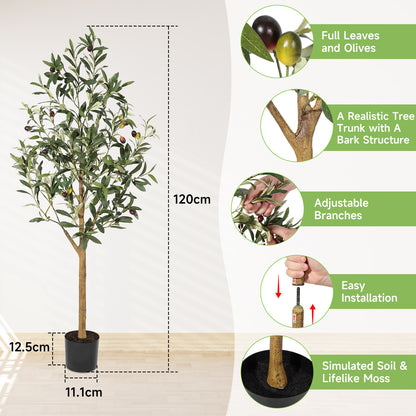 6FT/180cm Artificial Olive Tree Artificial Plant Large Artificial Plant Decoration Indoor Outdoor Home Office Kitchen Living Room Patio Garden Modern Decoration Best for Promotional Housewarming Halloween, Christmas Gift for Keeping Birds and Cats and Oth
